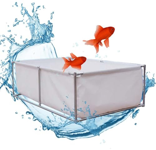 Pounjsd Piscina Acquario Fuori Terra, Laghetto per Pesci per Acquario Grande Acquario in Tela di PVC, Grande piscina di acquacoltura per L'allevamento di Koi(L2×W1×H0.9m-Bianco)