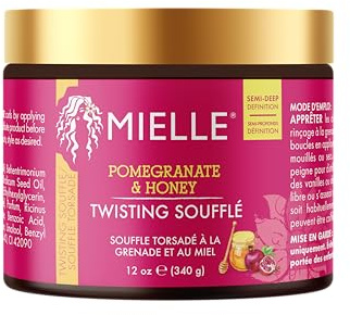 Mielle – Soufflé coiffant pour cheveux torsadés grenade et miel - Crème hydratante pour cheveux bouclés de type 4 - Hydrate & définit les boucles, 340 g (Pack de 1)