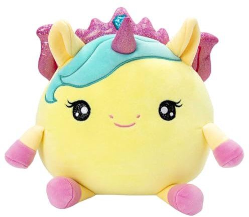 SquishPets Medium - Kuscheltier GALUPY Rainbow Unicorn Holly, Einhorn Plüschtier 19cm mit Glitzerflügeln, Krone & Horn, zum Kuscheln und Spielen
