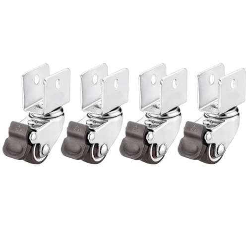 4 Stück Rollen mit Bremsrädern, 2,5 cm, weiches Gummi, 16–18 mm Splint-Lenkrolle, Möbel-Hardware-Beschläge(N0.3,16mm)
