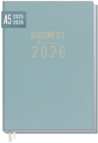 Häfft® Business-Timer 2025/2026 A5 Blue Canvas Leinen-Buchkalender 18 Monate: Juli 2025 bis Dez. 2026 - Terminplaner, Wochenkalender, Terminkalender, Wochenplaner - nachhaltig & klimafreundlich