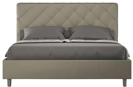 ITYHOME Letto Contenitore Doppia Alzata Imbottito 160x200 Similpelle Cappuccino Priya