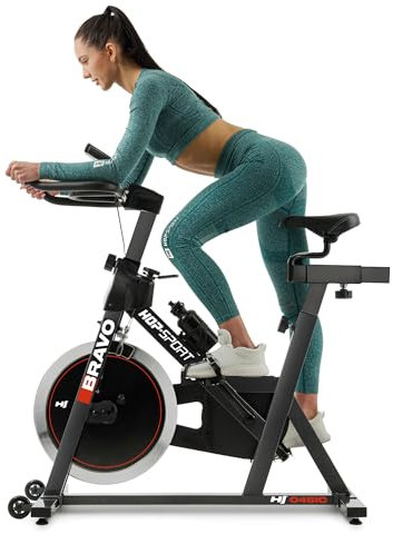 Hop-Sport Indoor Cyckling Bike Fahrrad HS-045IC - Speedbike mit LCD-Display und 18 KG Schwungrad - bis 120kg (Schwarz/Rot)