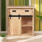 SAM Sideboard Lian VI | Akazienholz massiv | Farbe: Natur | 75x35x85 cm | 2 Fächer & 4 Schubladen | Holz-Schiebetür mit Baumkante | Kommode mit gusseisernen Elementen