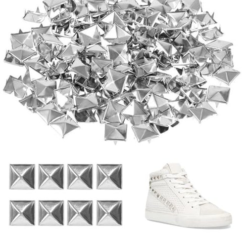 DONOONIS Nieten für Leder,100 Stück Quadratische Nieten Metall,Pyramide Spike Nieten, Nieten Set Metall Quadratische DIY Punk Nieten, für Taschen Lederband Mäntel Handschuhe