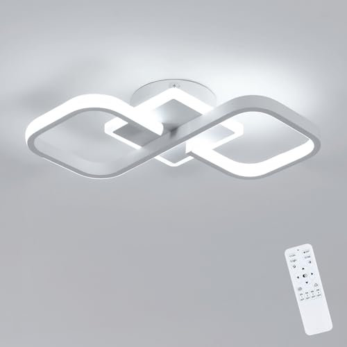 Comely Deckenleuchte LED Dimmbar, 40W 4500LM Modern Deckenlampe LED mit Fernbedienung 3000K-6500K, Weiß Deckenbeleuchtung für Schlafzimmer Wohnzimmer Esszimmer Flur Küche