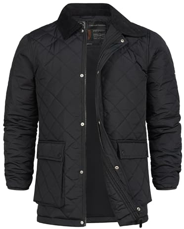Indicode Herren INDrills Steppjacke mit Cordkragen und Rautensteppung | Klassische Übergangsjacke mit Rautenmuster für Alltag und Outdoor, Herrenjacke, Alltagsjacke, Freizeitjacke für Männer