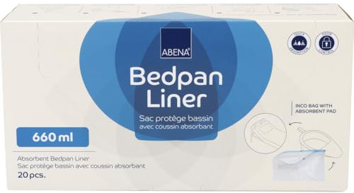 ABENA Bedpan Liner, Pack of 20, Disposable Bags With Pads, Clean & Hygienic, Fast Absorbing & Secure Commode Toilet Chair Liners