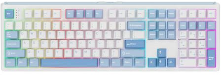 EPOMAKER TH108 Full Size Mechanical Keyboard, Wireless Gaming Keyboard with 8000mAh Battery, Creamy Gasket, 108 Keys, Hot Swap, Custom Driver, RGB Backlight (Blue&White, Sea Salt Silent)