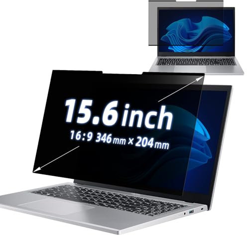 MokaZii Nano-Adsorption Confidentialité Filtre pour 15.6 Portable 16:9, Filtre Protecteur d'écran, Amovible Anti-Lumière Bleu Protection Ecran PC Compatible avec Les écrans tactiles