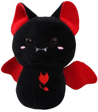 Süße Halloween-Katze aus Plüsch – Niedliche Teufel-Katze als kuschelige Tierfigur | Flauschiges Stofftier als Deko für Halloween-Party, Kinderzimmer & Sammler (Black)