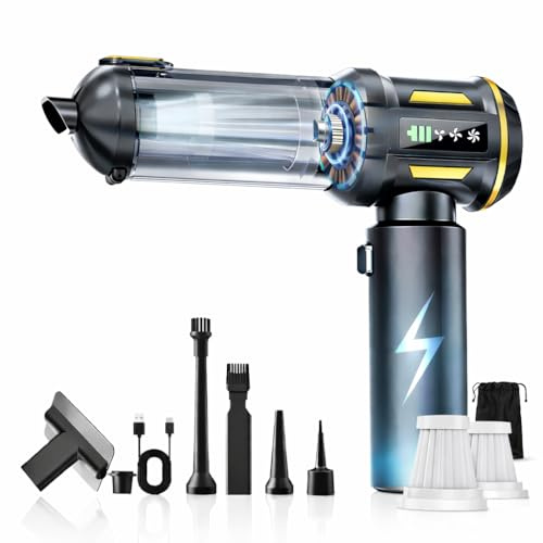 FALLCON F Aspiradora de Mano sin Cable 2026 Premium 25000Pa | Aspirador Coche Potente 4 en 1 con Linterna | Pantalla LED + Motor sin Escobillas | 9 Accesorios | Filtro HEPA | USB-C