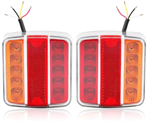 DARKGUARD 2 x Trailer Lights Led Towing Lights 12V 24V Waterproof IP67 Caravan Truck Trailer Rear Lights Led Boat Tail Light Turn Signal/Position/Number Plate/Brake/Reflector E-Mark