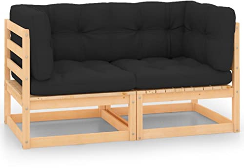 WEMYUFURN Modulares Gartensofa-Eckteil aus massivem Kiefernholz mit Komfortkissen für Flexible Sitzgruppen im Außenbereich, wetterfeste Gartenmöbel mit hoher Stabilität