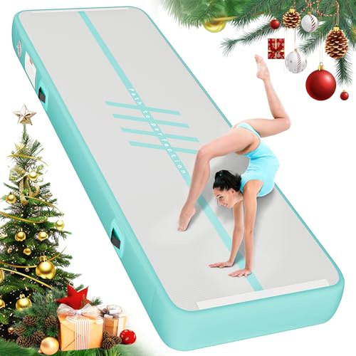 Air Matte Track 3M Buchstabe,YITAHOME Tumbling Matte mit elektrischer Luftpumpe 10cm Hoch Tumbling Matte,Aufblasbar Gymnastikmatte Turnmatte für Training/Yoga//Tumbling/Gift grün
