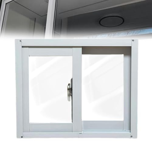 Weiße Kellerfenster, Schiebefenster aus Aluminiumlegierung mit Sicherheitsglas und Insektenschutzgittern, Geeignet for Wohnhäuser, Hühnerställe(40x50cm/16x20in)