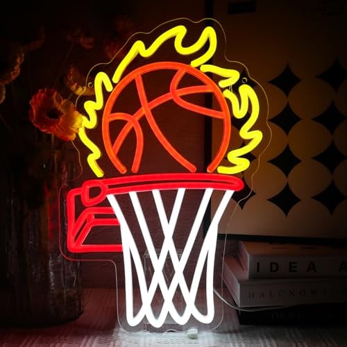 OYCGZV Basketball Neon Schild Sport Led Neonschild Wand Deko Schlafzimmer Neon Sign USB Dimmbar Led Schild für Spielzone Schlafzimmer Studio Bar Mann Höhle Home Party Dekoration