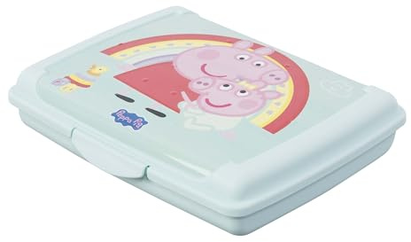 keeeper olek Deko-Clickbox Mini, 0,5 l, Peppa Pig, Aquamarine | Praktischer und sicherer Clickverschluss, Kindgerechtes Design, Lebensmittelecht, Spülmaschinengeeignet