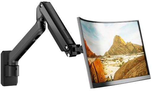 monTEK Monitor Wandhalterung für 17-32 Zoll Monitore,bis 9 kg | Höhenverstellbarer Monitorarm Wand, Schwenkbare Bildschirmhalterung mit Mechanischer Feder, VESA 75x75/100x100, Schwarz