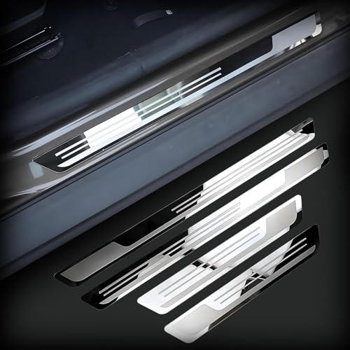 Woniyal Seuils de Porte en Acier Inoxydable pour Renault Clio III 2005-2013, Protection Entrée de Porte Baguette Seuil Anti-Rayures Accessoire INOX Déco