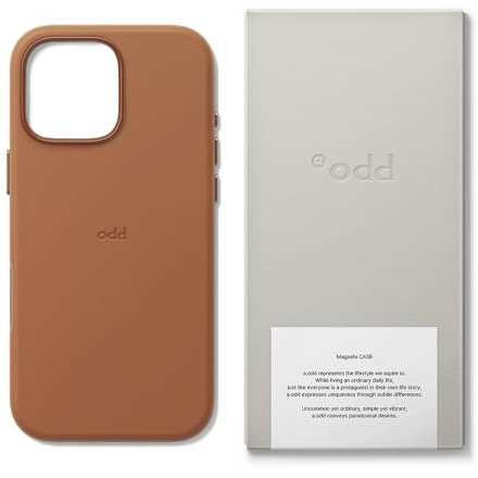 a.odd Vegan Leather Case for iPhone 16 Pro (6.3-Inch), Compatible with MagSafe, Soft-Touch Cover with Microfiber Suede Lining, High-Performance Magnets, Slim Camera Protection, (Toasty Brown)