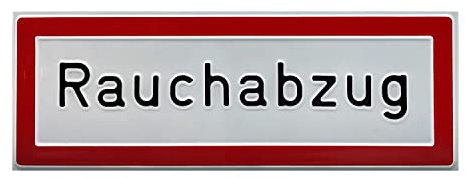 Betriebsausstattung24 Hinweisschild Rauchabzug - Aluminium, geprägt - 14,8 x 5,2 cm - DIN 4066 (D1) - Schild Feuerwehr