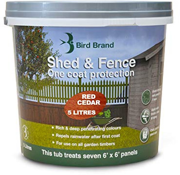 Bird Brand Shed & Fence One Coat Protection, 5 Litre, Red Cedar