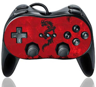 DeinDesign Skin kompatibel mit Nintendo Wii Classic Controller Pro Folie Sticker Drache Rot Tattoo