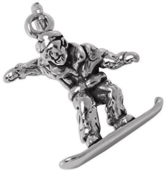 TheCharmWorks Sterling Silber 3D Snowboarder Charmanhänger | Snow Boarder Charm