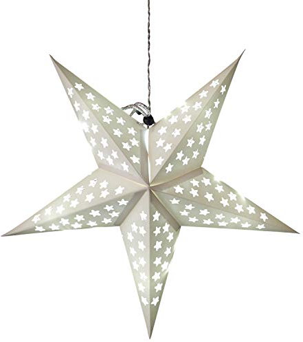 Weihnachtsdeko Beleuchteter Papierstern 60cm weiss, mit 10 LED batteriebetrieben, mit Timer