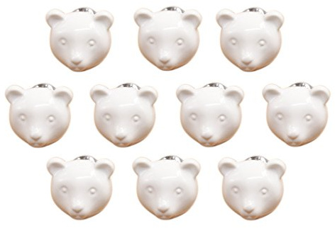 Cartoon Animal Shaped Ceramic Door Knob Dresser Kitchen Cabinet Cupboard Drawer Pulls Handles 10 Pack,White