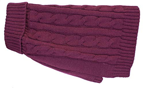 Buster & Beau Luxury Charlton Cable Knit Dog Jumper in Deep Berry Soft Warm Comfortable Fit Outdoor Indoor Easy to Wear Pet Sweater for All Breeds