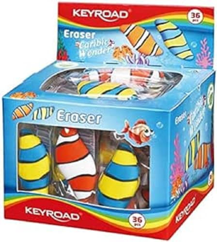 KEYROAD Radiergummi - Wonder Series/Radierer für Bleistift und Buntstift/ 36 Stück/verpackt im Display/Mischung aus Farben/Ideal für Schule und Büro