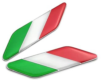 PTDecals Ensemble de 2pcs Aluminium Drapeau Italien Emblème Parallélogramme Autocollant Stickers Graphiques pour Véhicule Garde-Boue Côté Jupes Tronc Botte Hayon Porte Pare-Chocs Garde Fenêtres