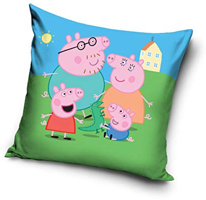 Carbotex Kissen Lizenzkissen Kopfkissenbezug mit Füllung Peppa Familie 2045