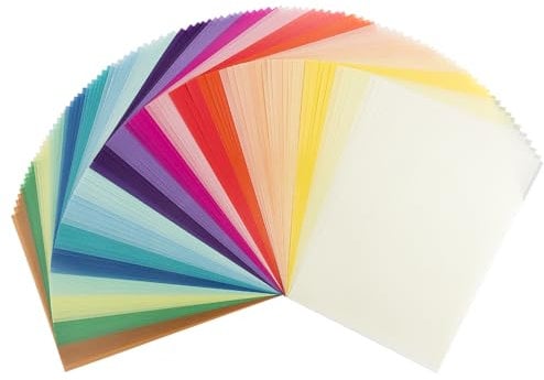 Ideen mit Herz 100 Transparentpapiere, DIN A4, 20 Farben, 130 g/m² | buntes Papier zum Basteln, Scrapbooking, Kartengestaltung, DIY u.v.m.