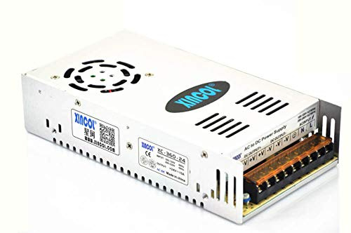 XINCOL Convertidor de CA a CC AC110V/220V a CC 24V 15A 360W Transformador de fuente de alimentación regulado para tira de luz LED, CCTV, cámara, proyecto de computadora, etc.