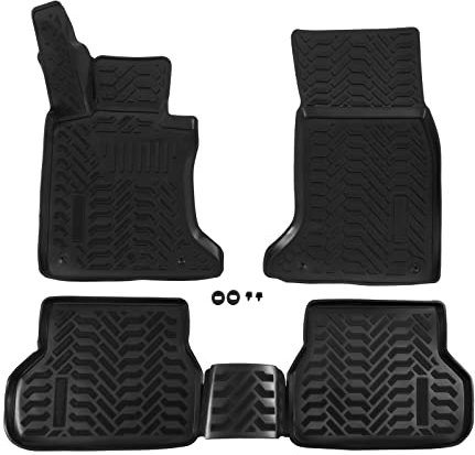 J&J AUTOMOTIVE | 3D Automatten Gummi Matten Gummifußmatten TPE Passend Für 5 Series E60, E61 03, Schwarz, Anti-Rutsch, Allwetter, 4-Tlg, Hohes Rand