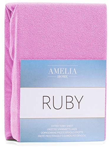 AmeliaHome Spannbettlaken 200x220-220x240 cm Frottee Baumwolle Spannbetttuch, Fuchsia