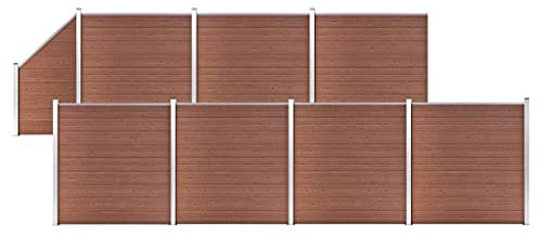 vidaXL WPC Zaun Set 7 Quadrate 1 Schräge Sichtschutzzaun Lamellenzaun Gartenzaun Windschutz Sichtschutz Zaun Steckzaun Systemzaun Garten 1311x186cm Braun