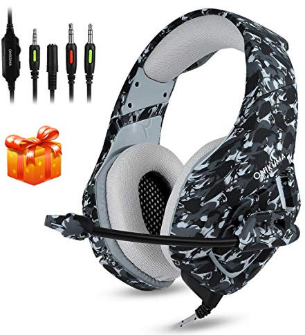 Gaming Headset PS4, Compatible for Xbox One, Nintendo Switch, ONIKUMA K1 Stereo Noise Cancelling Over Ear Headphones with Microphone, Volume Control for Playstation 4, Laptop, PC, Phone, Laptop