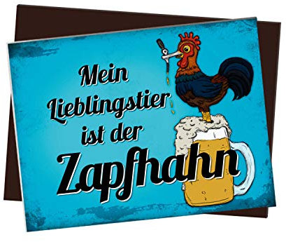 trendaffe - Kühlschrankmagnet mit Spruch: Mein Lieblingstier ist der Zapfhahn
