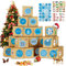 Adventskalender zum Befüllen, 24 Adventskalender Boxen, Adventskalender Selber Basteln Schachteln für Kinder Jungen mit 80 Sticker (24 Deutsch Zahlen Aufkleber und 56 Weihnachten Sticker) Blau