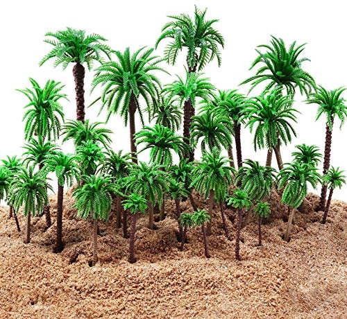 48 Pcs Plastic Model Tree Layout Rainforest Train Palm Tree Model Coconut Palms for Outdoor Garden Decoration