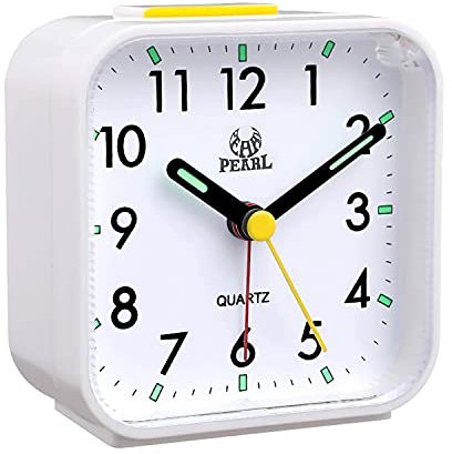 VORRINC Lautloser Wecker Analog mit Schlummerfunktion und Nachtlicht, Reisewecker, Sanftes Aufwecken, ruhiges Quarzuhrwerk, Pieptöne, Alarm Clock Vintage Deko, Einfache Einstellung (Weiß)