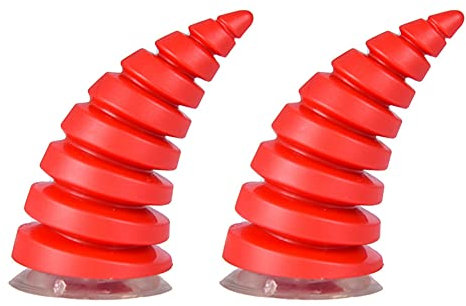 iSpchen 2 Stück Motorradhelm Horndekoration Devil Horn mit Sucker Motorradhelmdekoration Helmhörner Horn Saugnapf Dekoration Zubehör,rot