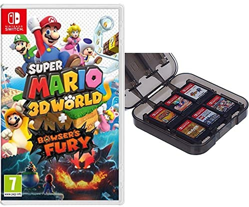 Super Mario 3D World + Bowser's Fury (Nintendo Switch) & Amazon Basics Game Storage Case for Nintendo Switch - Black