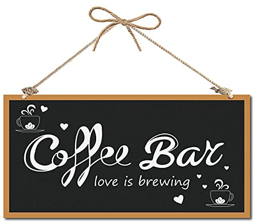 CREATCABIN Café Bar Panneau Décoratif en Bois Décor à la Maison Panneau en Bois Plaque Suspendu Art Mural Panneau de Porte Aimer Est Brasser Coeur pour Café Maison Cuisine Patio 12 x 6 Pouce