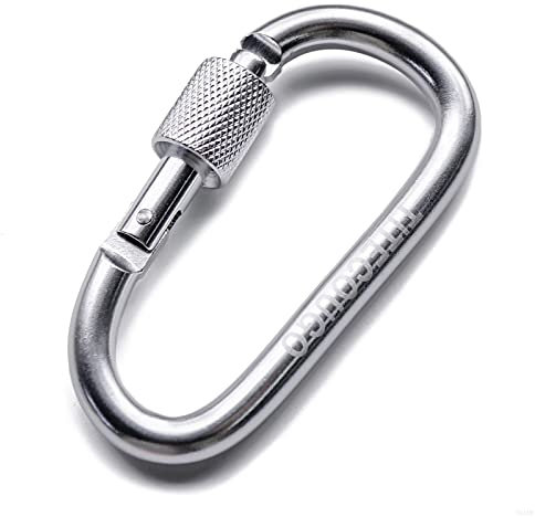 TITECOUGO 2 PCS Aluminum Alloy D-Ring High Strength Carabiner Key Chain Clip Hook For Camping Hiking (Not for Climbing) Silver