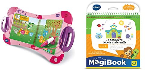VTech - MagiBook Starter Pack Rose, Livre Interactif Enfant – Version FR & MagiBook, 480805 - Version FR